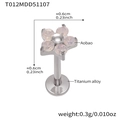 Titanium alloy labret stud with flower-shaped Aobao stone inlay and size specs - Steel Color Lip Stud (T012)