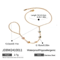 Gold stainless steel hand chain with colorful zircon and pearls, dimensions diagram - Colorful Zirconia Style (JDBW2410011)
