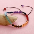 Fashion vintage beaded chakra bracelet with natural red agate on a wooden display stand - Multi-color Semi-precious Stone