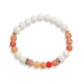 Detail of 8mm white stone and orange cracked agate beads bracelet with gold accents - Orange Weathering