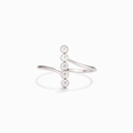 Elegante ring van S925 sterling zilver met vijf verticaal geplaatste ronde zirkonia - US Maat 6 / Witgoud