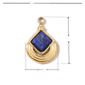 Détails des dimensions d'un pendentif en acier inoxydable doré et agate bleue 8x12mm - VG048-Pierre Naturelle Bleue Carrée