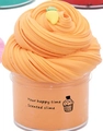 Orange scented DIY puff slime in plastic jar with lemon slice decoration and swirl top - Light Orange Mango 50ml