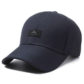 Gorra de béisbol de algodón azul marino con parche de montaña para el sol exterior - Ajustable / Pico de Montaña Azul Marino