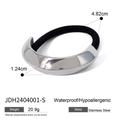 Black high-elastic hair tie with silver crescent-shaped stainless steel ornament - Silver Moon Style (JDH2404001-S) / Silver