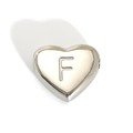 Cuenta de corazón de acero inoxidable plateado pulido con grabado de letra F para joyas - Estilo Letra F (SP143S-F)