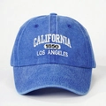 Blue washed denim baseball cap with California embroidery in a vintage American style - One Size / Royal Blue