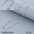 Collana minimalista in acciaio inossidabile argento da 600mm con sfere da 3,5mm - Catena a sfere da 60cm (KN8524-Z) / 600x3.5mm