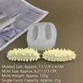 Detail of sea cucumber silicone mold with size specs and realistic texture results - Style 2 Dual-Cavity Sea Cucumber Mold-Semi-transparent