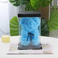 Blue PE foam rose bear in transparent gift box with Just for you ribbon decoration - 23CM Bear+Gift Box+Light / Sky Blue