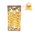 Pack of 12 sparkling gold Christmas tree bow ornaments with dimensions 5.5x6cm on a card - Card Packaged Set / Set of 12 / Gold