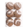 Set of 6 champagne foam Christmas tree ornaments with gold glitter and sequins - 6cm / Set of 6 / Rose Gold