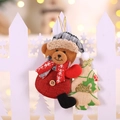 Christmas teddy bear ornament in red sweater and plaid hat holding Merry Christmas tree - Bear Style