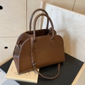 Minimalist brown tote bag with adjustable shoulder strap and curved top design - Small (Smooth Surface) / Coffee (Smooth)