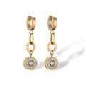 Elegant gold titanium steel geometric heart earrings with sparkling diamond inlays - Real Gold Plated Geometric Pendant