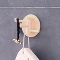 Beige 4-arm rotating plastic hook for wall mounting with keys and sponge - Beige