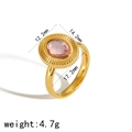 Vintage gold-plated ring with oval pink gemstone and sunburst texture, 17.2mm diameter - Size 7 / Sunburst Pink Zirconia Ring (TR4289-PK-7) / 18K Gold / Pink