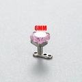 G23 titanium dermal anchor set with 6mm bright pink zircon crystal microdermal top - Light Pink