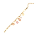 Gold tulip bracelet with pink enamel flower and butterfly charms on a white background - Tulip Bracelet (5#)