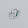 Minimalist S925 silver twist hoop earrings featuring elegant pear-cut green gemstones - White Gold (Green Zirconia)