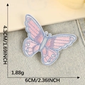 Blue and pink butterfly embroidery patch with dimensions 6cm x 4.3cm on denim - Light Blue Purple Butterfly
