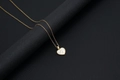 18k gold heart necklace featuring white mother of pearl pendant with letter G - Shell Heart Letter G (With Chain)
