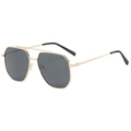 Detail of pilot-style sunglasses with gold metal double bridge and dark lenses - Gold Frame Grey Lens