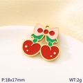 18K gold plated cherry enamel charm with bow detail for DIY jewelry, 18x17mm size - Bowknot Cherry (KLJ10763-ZLA)
