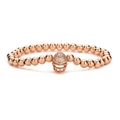 Detail of rose gold beaded bracelet featuring a pavé zircon studded helmet charm - Football Helmet Pendant / Rose Gold
