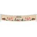 Linen Merry Christmas banner featuring Santa gnomes and red plaid truck design - 013 Faux Linen Gnomes Pattern