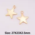 Golden alloy solid star pendant for DIY jewelry making, size 27x23mm with hanging ring - XK3110# KC Gold
