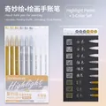 9-piece set of gold silver and white metallic highlighters for journaling and sketching - Metallic Gold Silver White 9-Piece Set