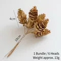 Gouden kerstdennenappels bundel met zes stuks voor decoratieve DIY-kransen - Kunstmatige Gouden Grote Dennenappels (6 Koppen)