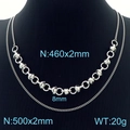 Collar de doble capa de acero inoxidable plateado con cadena de eslabones y nudos - Collar / Plata (Collar)