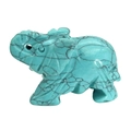 Hand-carved turquoise elephant figurine pendant with natural black matrix patterns - Turquoise / 1.5 Inches
