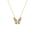 18K gold plated copper necklace with geometric butterfly pendant and colorful zircons - Butterfly