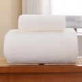 White coral fleece towel set with pineapple waffle texture on wooden table - Towel (35*75cm) / Pineapple Grid White