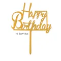 Set of 10 golden acrylic Happy Birthday cake toppers measuring 10.5x14cm for celebrations - Happy Birthday Style 3 (Gold) / 10 Pcs