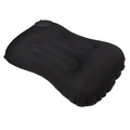 Inflatable black travel U-shaped neck pillow with press-type valve and soft flocking - Milk Silk / Square Pillow / Black