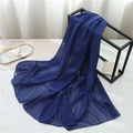 Deep royal blue pearl chiffon hijab scarf with elegant drape and hemmed edges for women - 175cmx70cm / Royal Blue