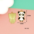 Cute panda DIY charm for jewelry making with gold-plated frame and enamel finish - 4 Panda