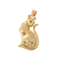 Golden cat pendant with celestial star and moon patterns and colorful zircon inlay - Golden Cat