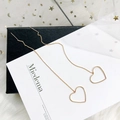 Orecchini a cuore dorati con goccia di zircone e infilafilo a catena elegante - Stile a Cuore (10893) / Oro