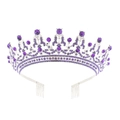 Silver bridal crown with purple crystals and side combs for secure wedding hairstyle - Silver Light Purple Rhinestones