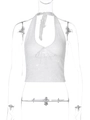 Top a fascia in pizzo bianco con fiocco frontale e vestibilità slim da donna - S / Bianco