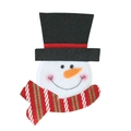 Christmas snowman cutlery holder in white felt with striped scarf and black hat décor - Cartoon Snowman