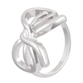 Polished silver ring with modern abstract geometric lines and entwined metal design - Silver Bow Ring (01 Silver N-210)