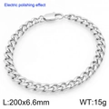 Polished stainless steel Cuban chain bracelet with lobster clasp 6.6mm 200mm width - 6.6mm Width Polished Style (KB207783-Z)