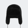 Winter fluffy faux fur trapper hat in black with ear flaps and cozy chin straps - One Size / Wild Black