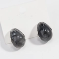 Orecchini a U con gocce in resina marmorizzata bianca e nera su base dorata vintage - Goccia Marmo Bianco Nero (Argento)